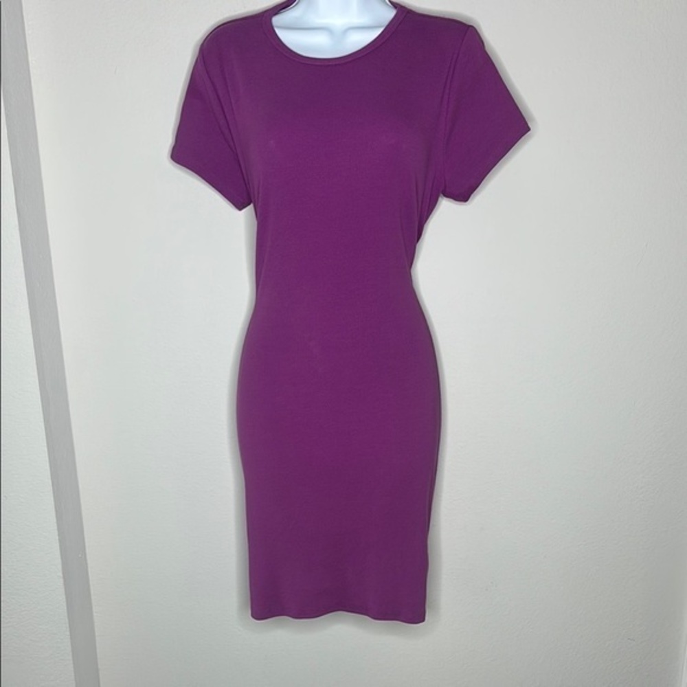24/7 Comfort Apparel Purple Bodycon Mini Dress Crew Neck